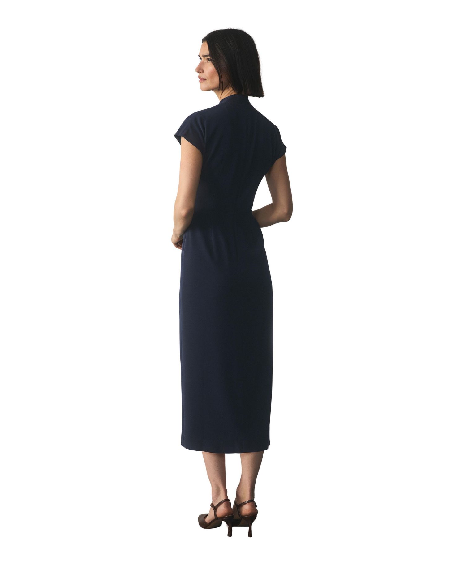 Women's Rossano High-Neck Short-Sleeve Midi Dress