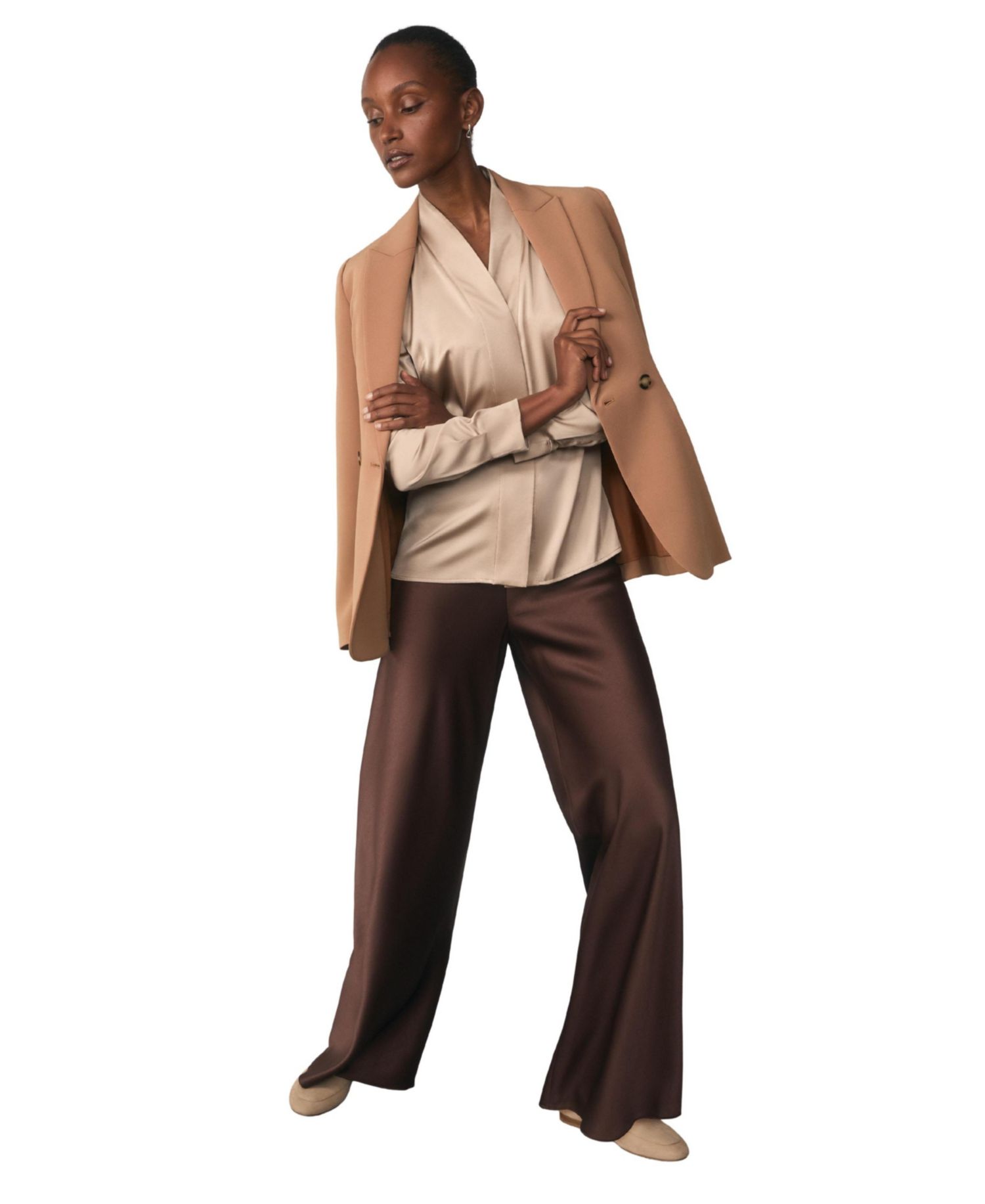 Women's Lucena High-Waisted Wide-Leg Satin Trousers