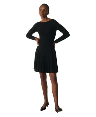 Women's Rothes Long-Sleeve Boat-Neck Mini Dress