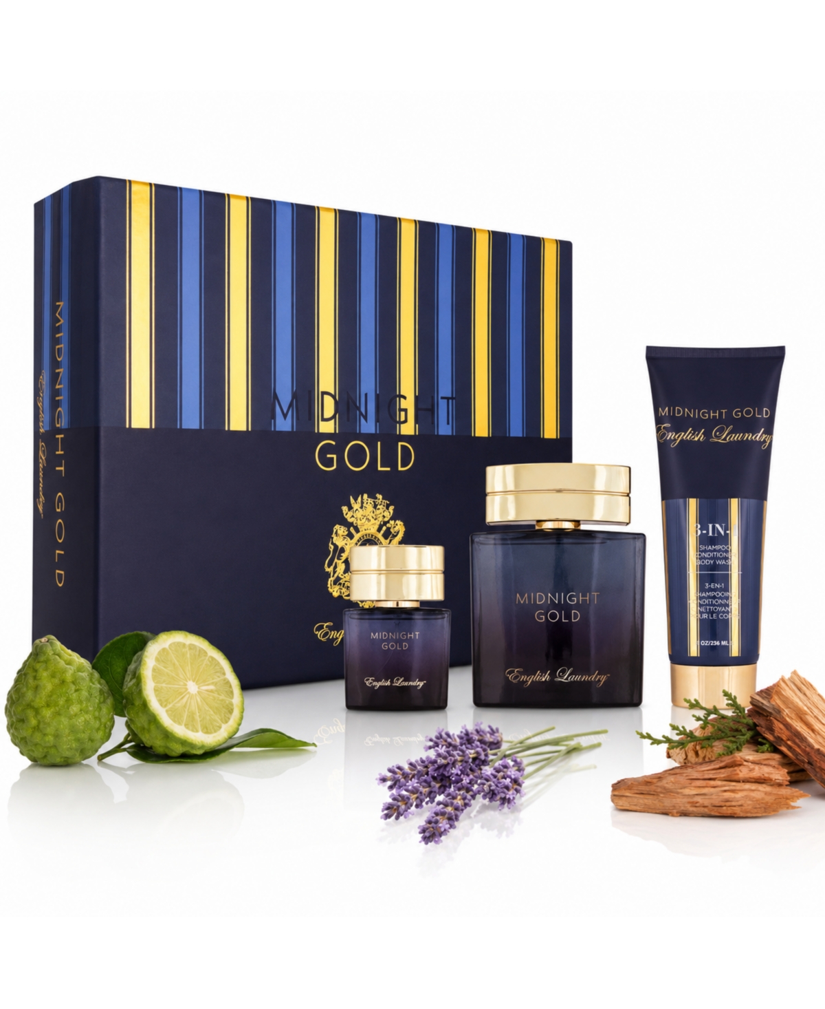 English Laundry Men's 3 Piece Midnight Gold Eau de Parfum Gift Set