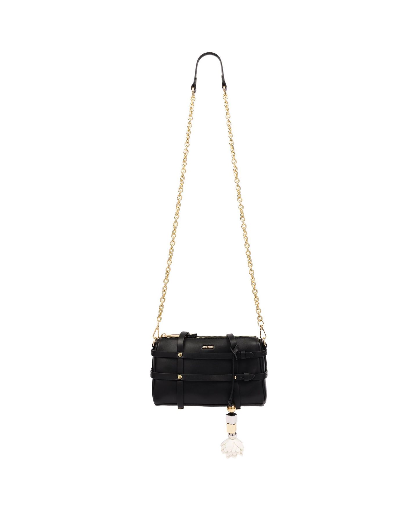 Женская сумка Jason Wu Harness Medium Satchel Shoulder with Convertible Chain Strap and Floral Charm, цвет: Чёрный — фото 5