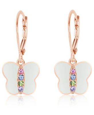 Girls' Butterfly Hypoallergenic Sterling-Silver Leverback Dangle Earrings