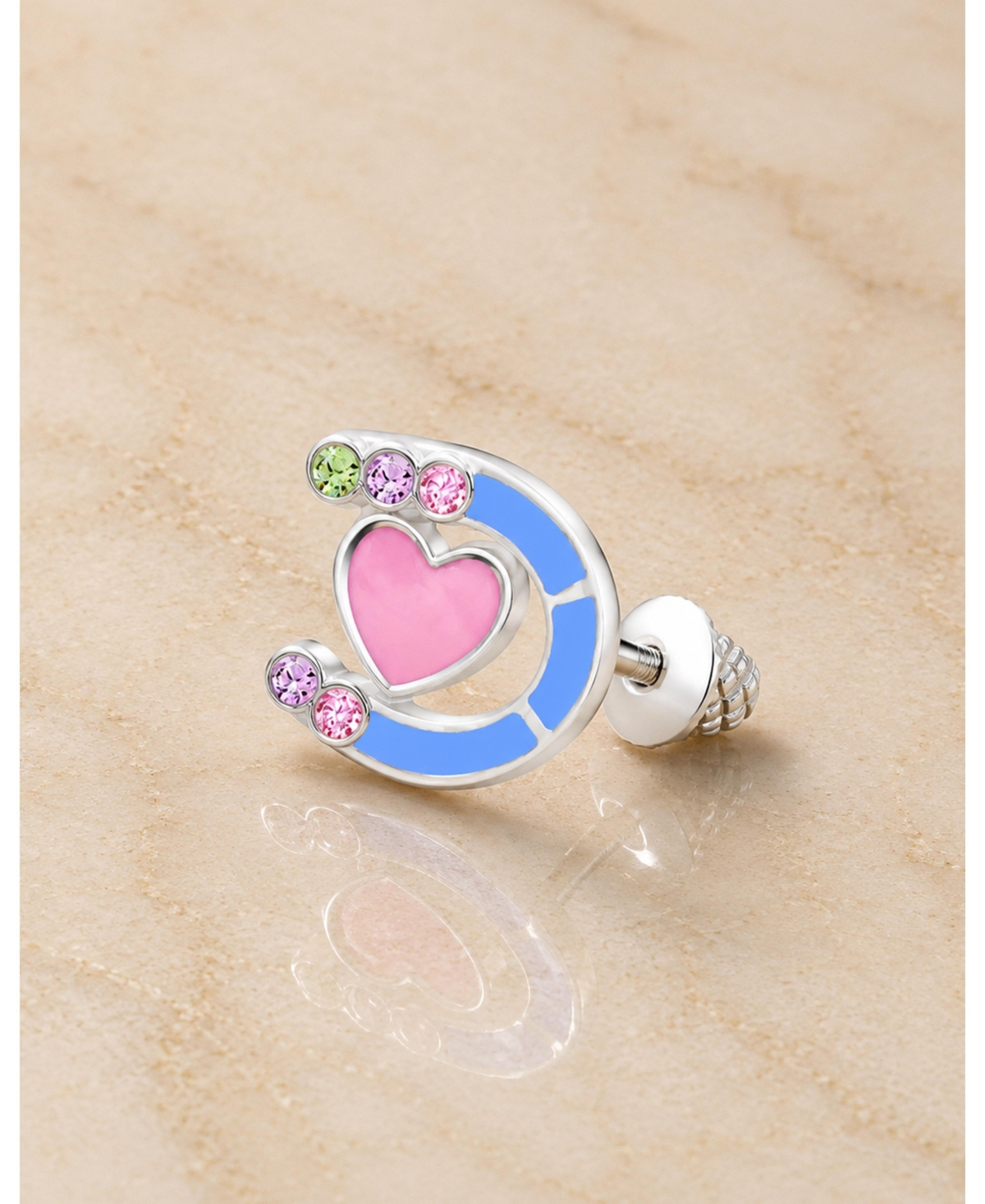 Chanteur Kids Heart Horseshoe Hypoallergenic Earrings for Girls with Surgical Titanium Screwbacks