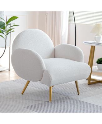 Teddy Upholstered Armchair, Modern Accent Chair with Metal Legs
