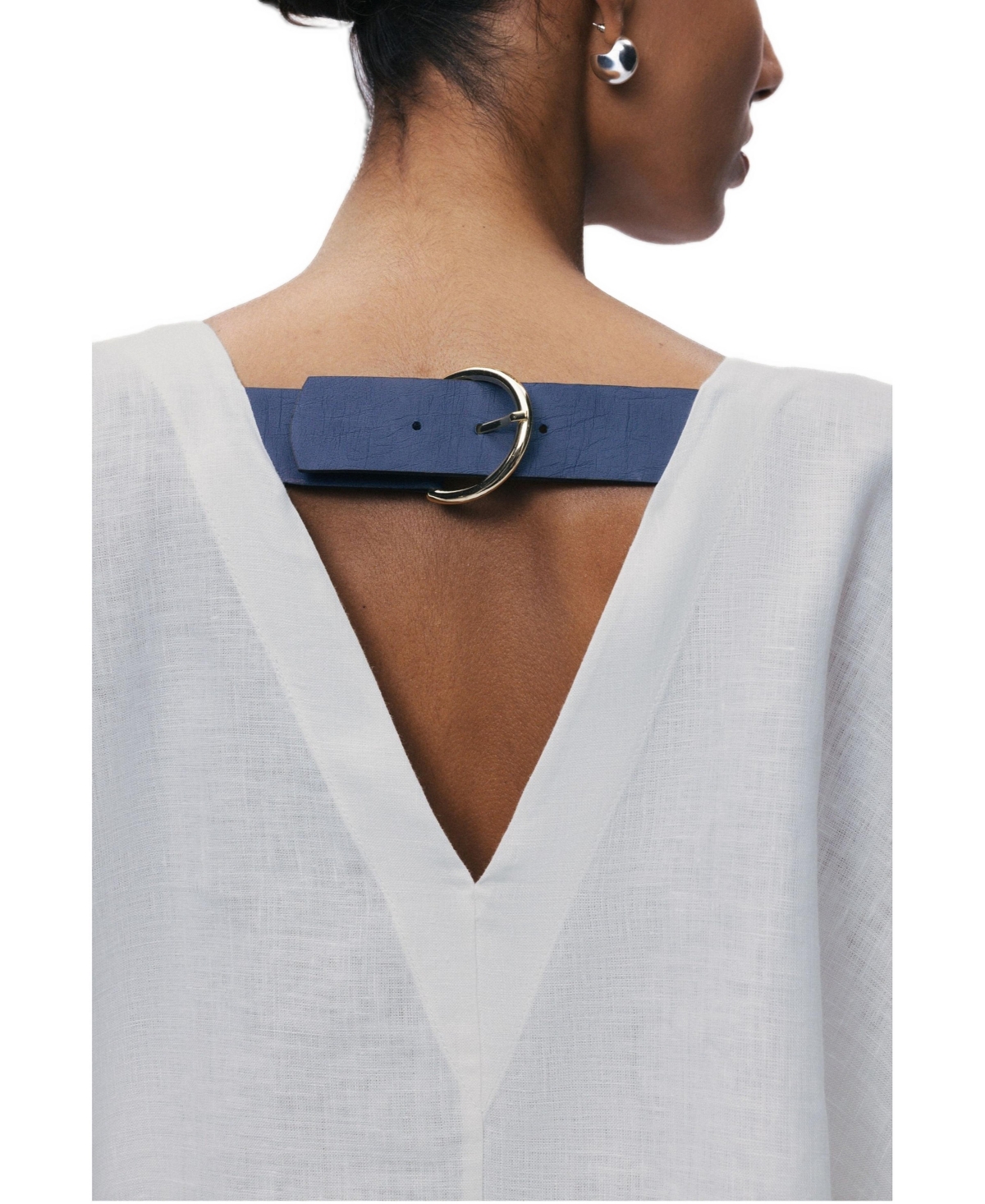 Nocturne Women's Belt Detail V-Neck Blouse