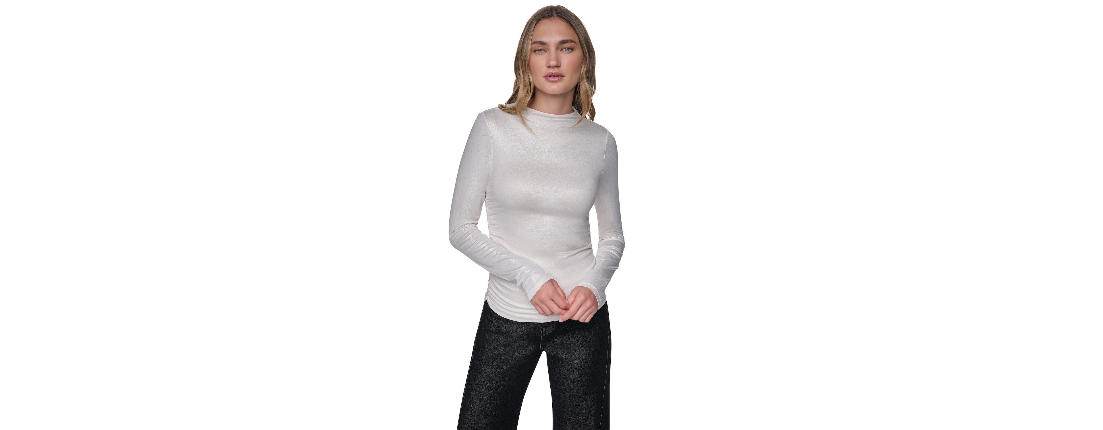 Dkny Jeans Women's Ruched Detail Long-Sleeve Top