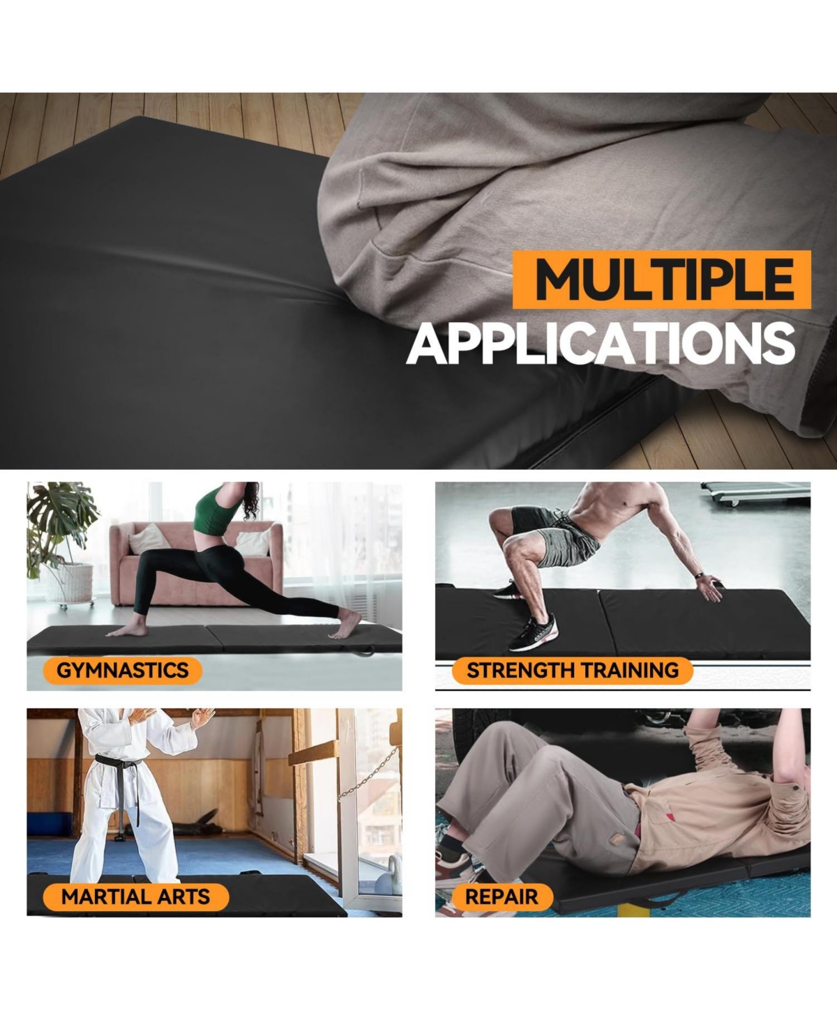 Piscifun 1.5 Inch Thick Foldable Eva Foam Mat With Carrying Handles For Camping Gardening Home Gym