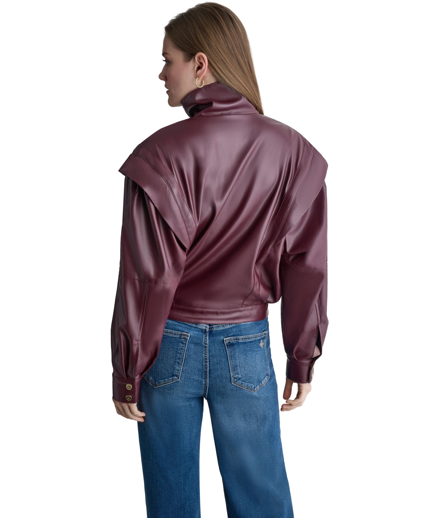 Женская куртка BCBG Moto Faux Leather, цвет: Теневой мерло — фото 5