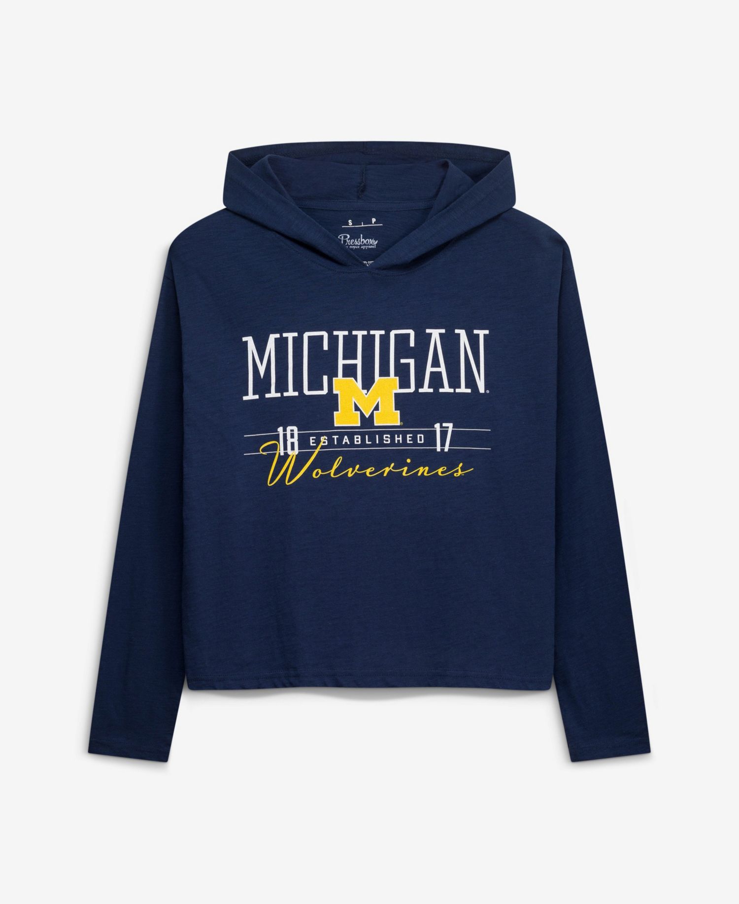 Women's Michigan Wolverines Castillo Oversized Slub Hooded Long-Sleeve T-Shirt