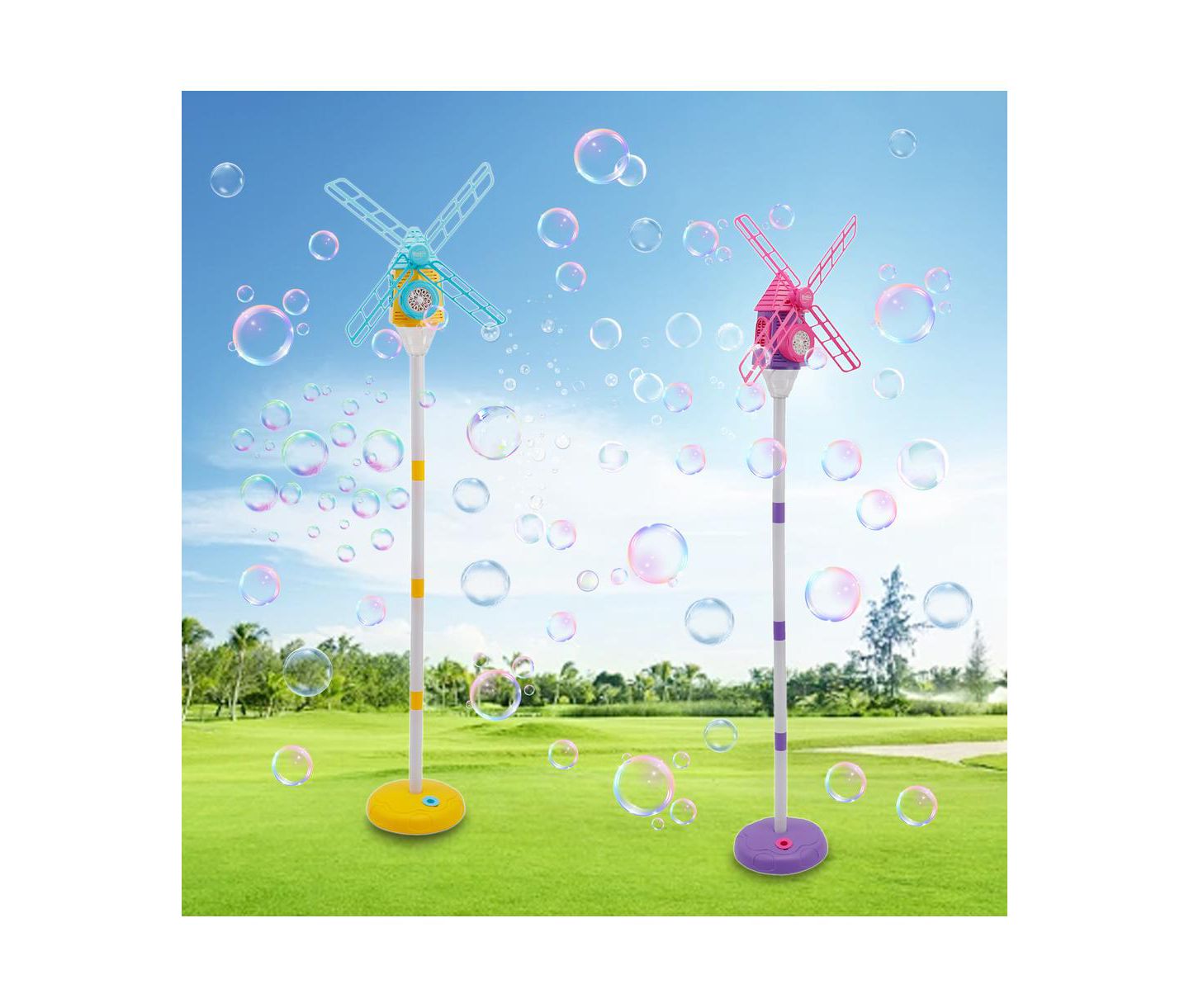 Детская игрушка Bruce & Shark Standing Windmill 10-Nozzle Bubble Machine with Adjustable Height and Lights, 4.5 oz, Ages 3+, цвет: Синий — фото 2