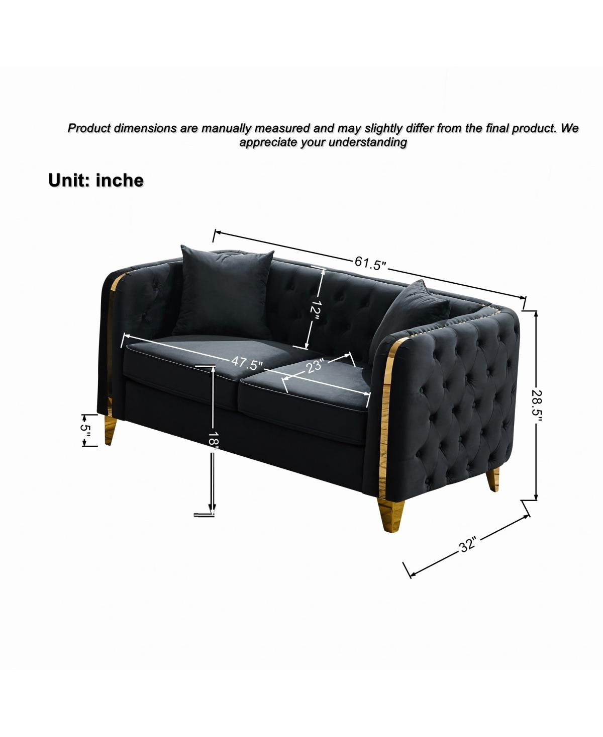 Streamdale Furniture Velvet Chesterfield 3+2 Seater Sofa with Gold Legs