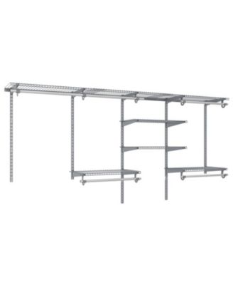 4 to 8 Feet Closet Organizer System with Hanging Rods and 7 Storage Shelves Wall Mounted