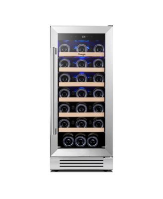 15" Wine Cooler Single Zone Refrigerator 33 Bottles 40degree(s)F-65degree(s)F Wine Fridge, 6 Adjustable Shelves,Glass Door,Lights Home/Bar