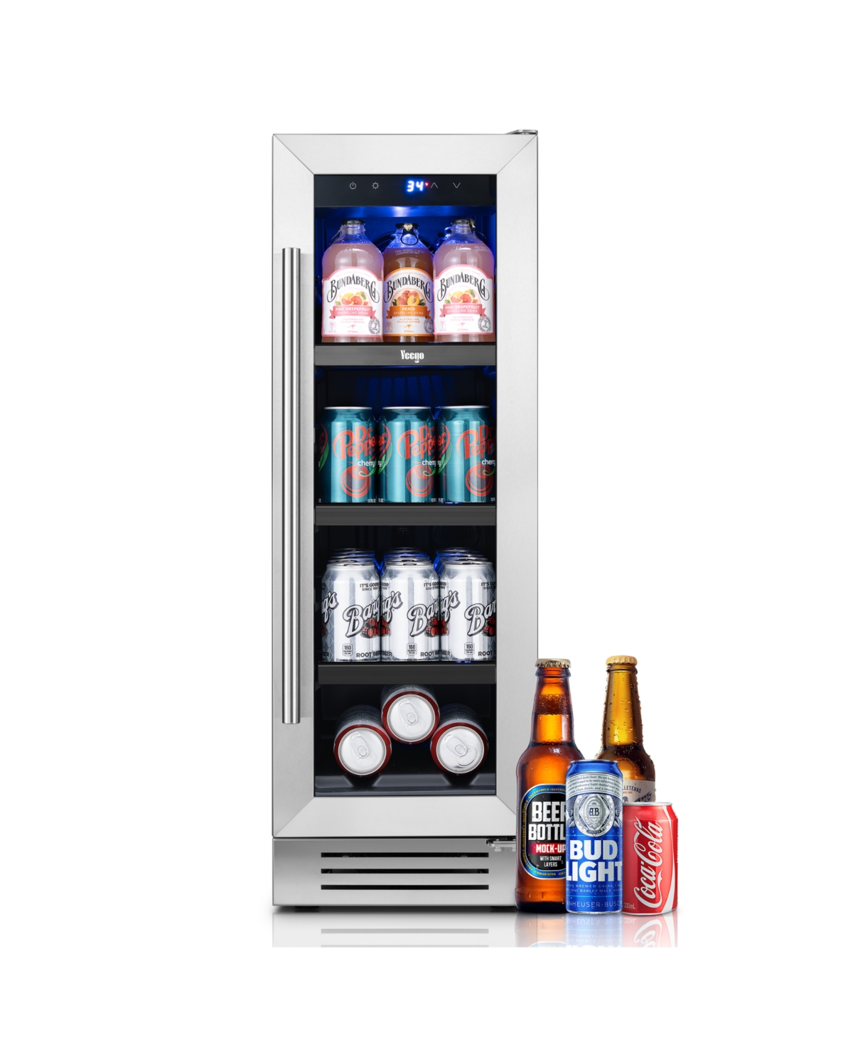 Yeego 12 Inch Beverage Refrigerator Hold 60-80 Cans,Soda,Beer,Drink Mini Fridge 34degree(s)F-54degree(s)F Drink Cooler Home,Bar Freestanding/Built-in