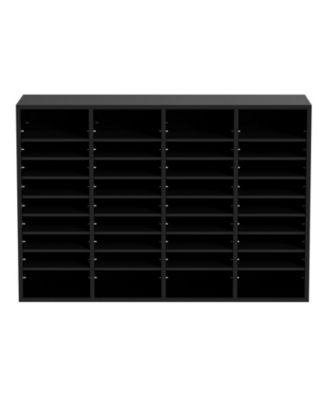 36-Compartment Wood File Organizer with Removable Shelves for Mail, Documents and Paper