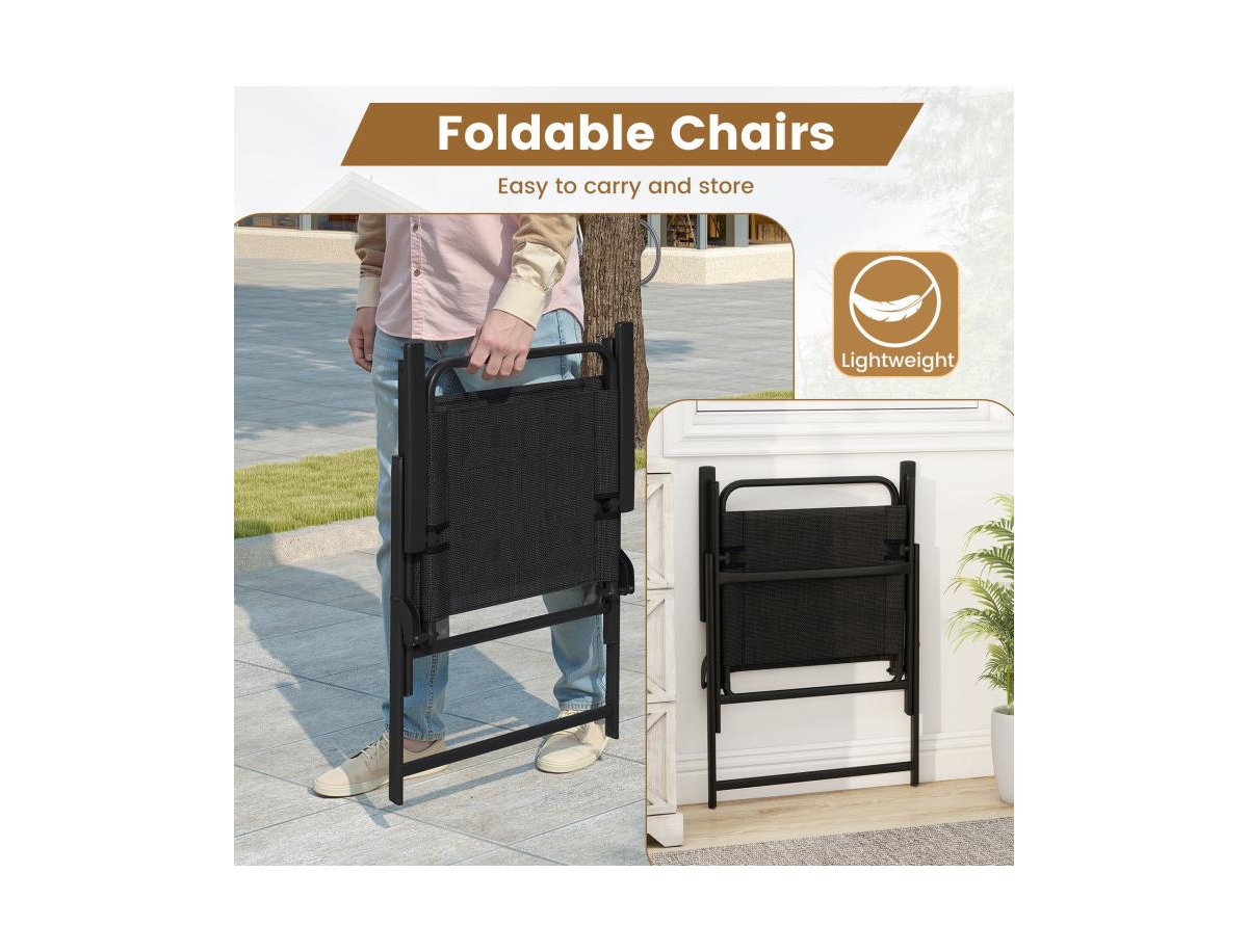 Boyel Living 3 Pieces Patio Folding Conversation Chairs and Table