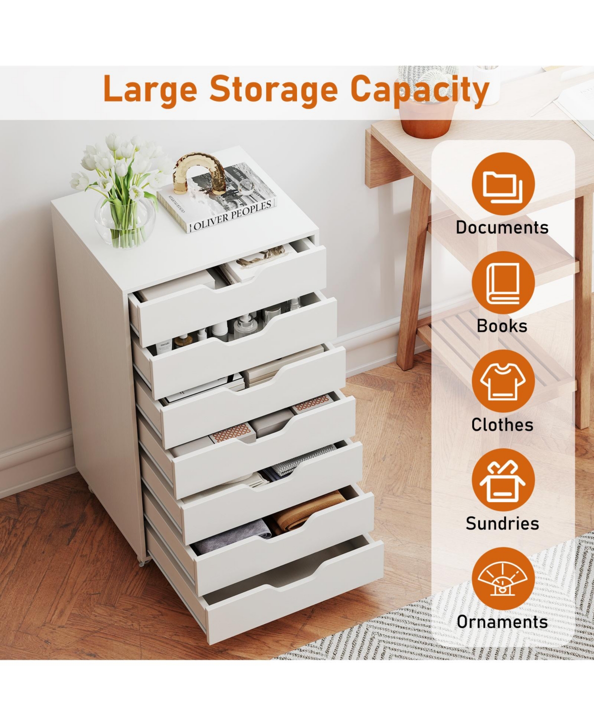 Mecale 7-Drawer Mobile Storage Chest with Wheels