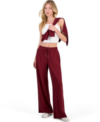 Women's Ribbed Knit Wide Leg Pants