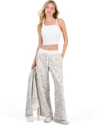Women's Print Fleece Wide-Leg Pants