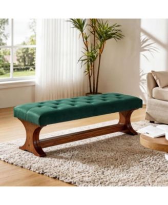 55" Upholstered End of Bed Bench, Ottoman with Cushion