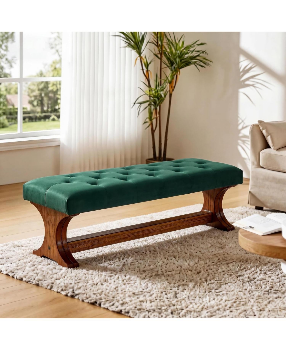Tribesigns 55" Upholstered End of Bed Bench, Ottoman with Cushion