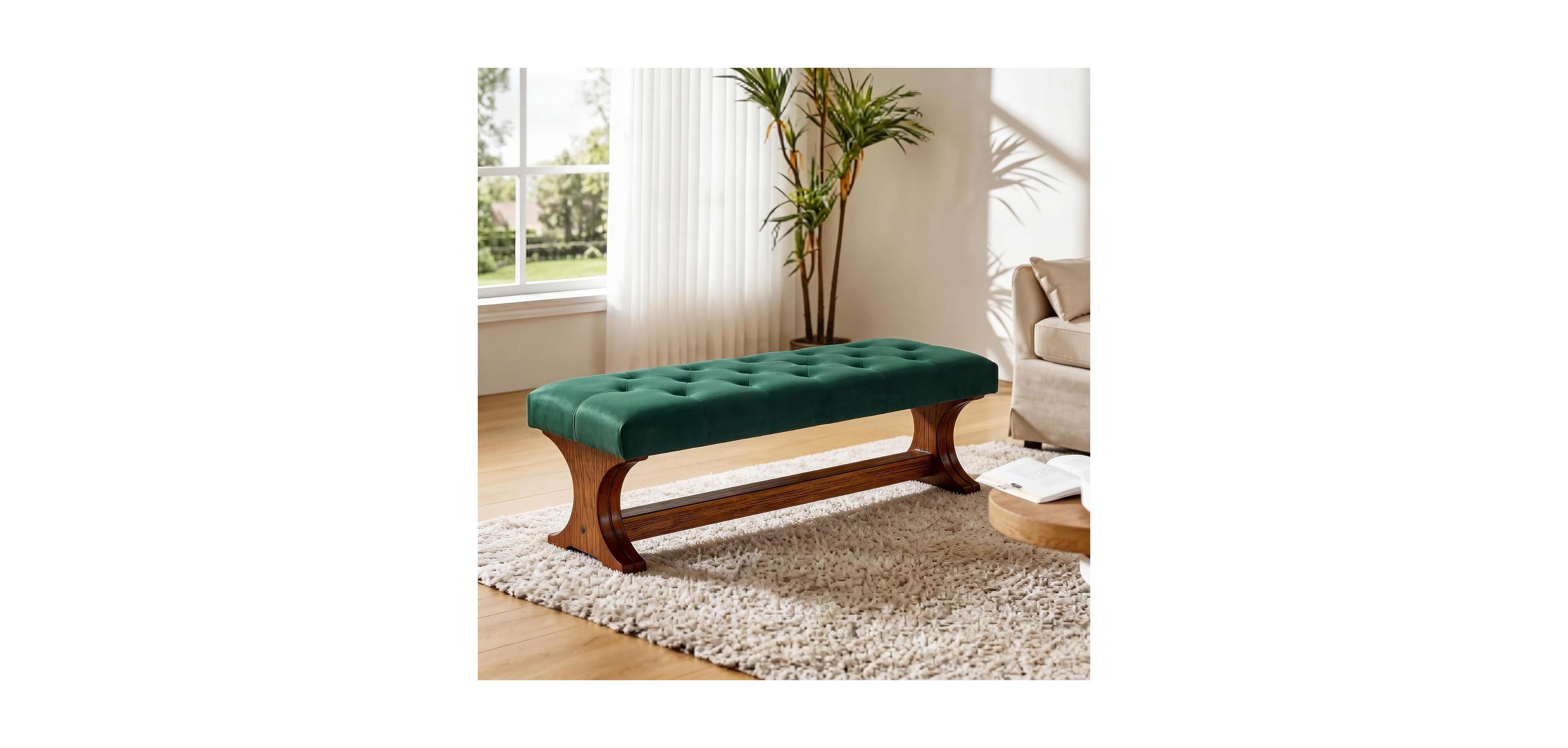 Tribesigns 55" Upholstered End of Bed Bench, Ottoman with Cushion