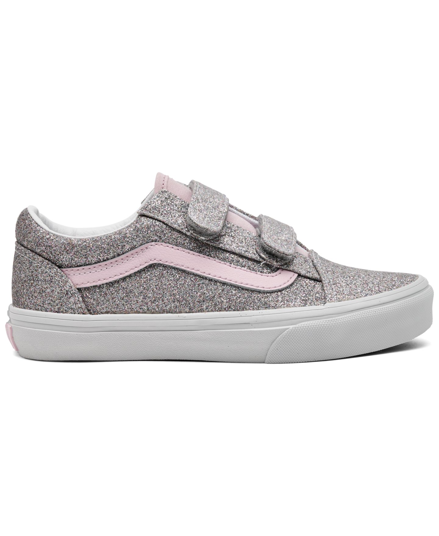 Детские кроссовки Vans Little Boys' and Girls' Old Skool V Low-Top Retro Classic, цвет: Glitter Silve,Pale — фото 2