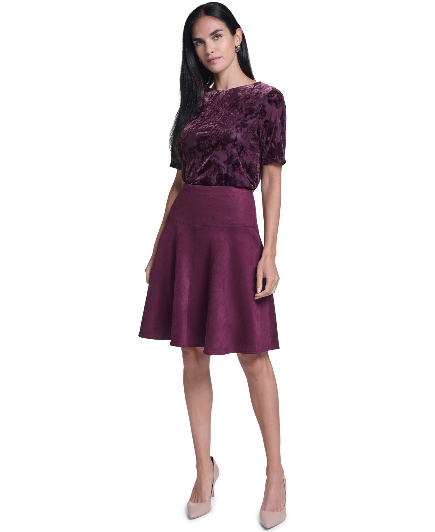 Женская юбка Calvin Klein A-Line High-Waisted Knee-Length, цвет: Port — фото 2