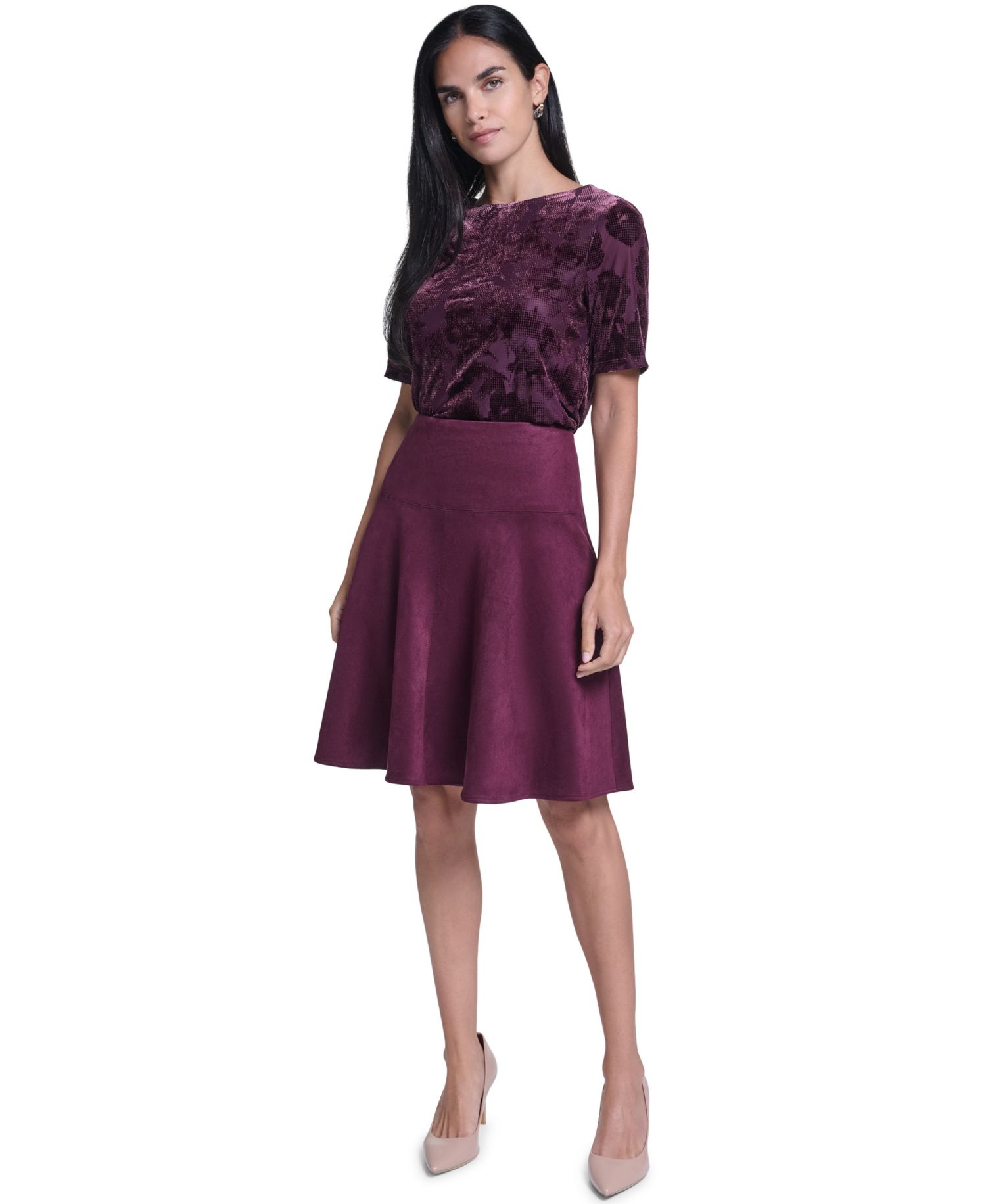 Women's A-Line High-Waisted Knee-Length Skirt