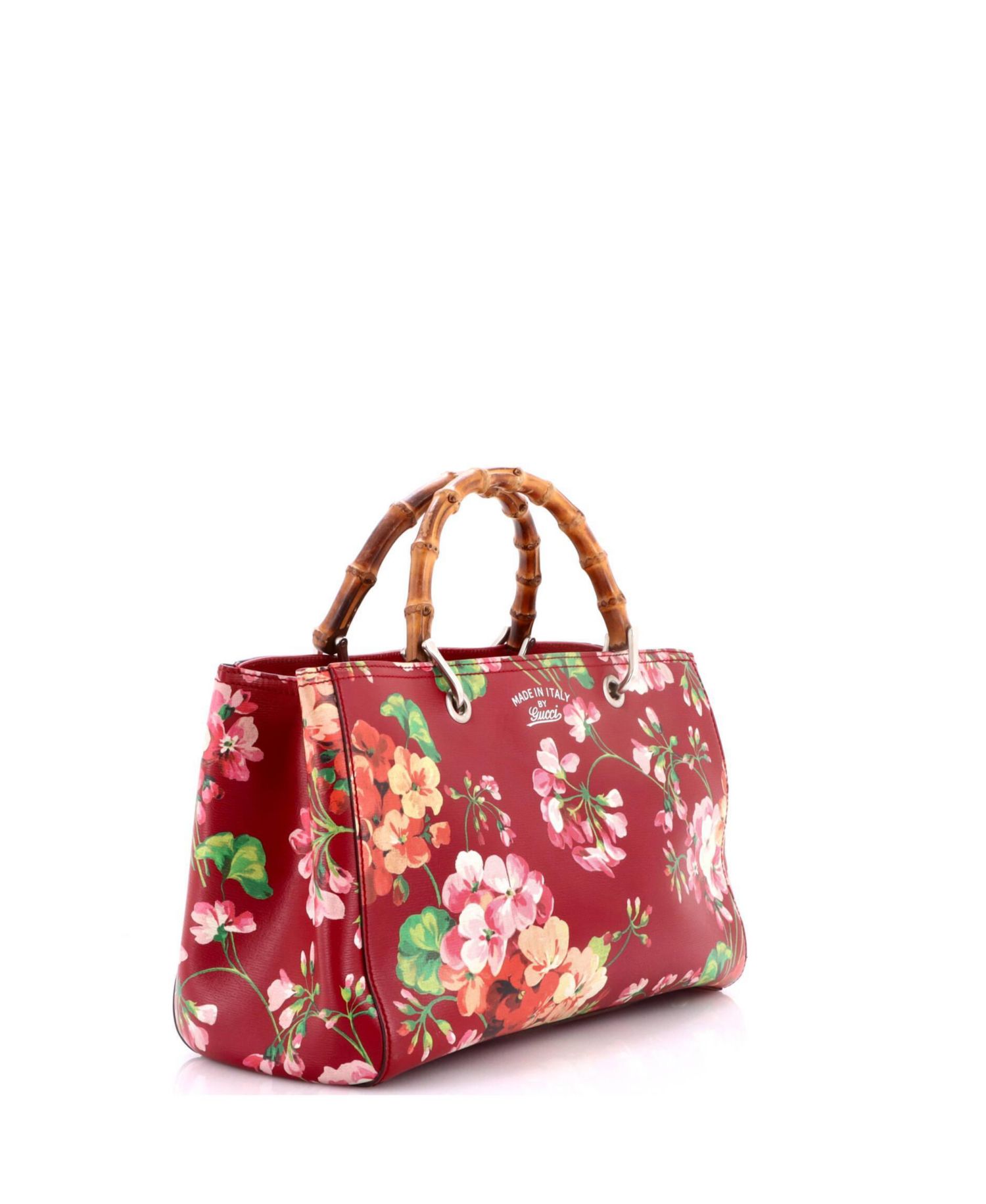 Medium Bamboo Shopper Tote Blooms Print Leather