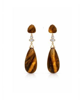 18k Gold-Plated Tiger's Eye Solstice Drop Earrings
