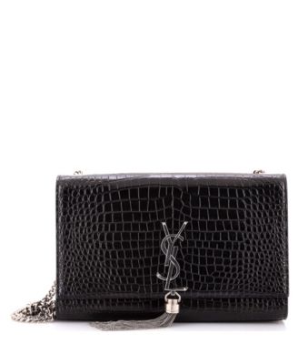 Medium Classic Monogram Tassel Crossbody Bag Embossed Leather