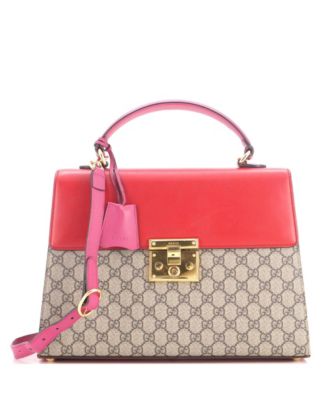 Medium Padlock Top Handle Bag GG Coated Canvas and Leather
