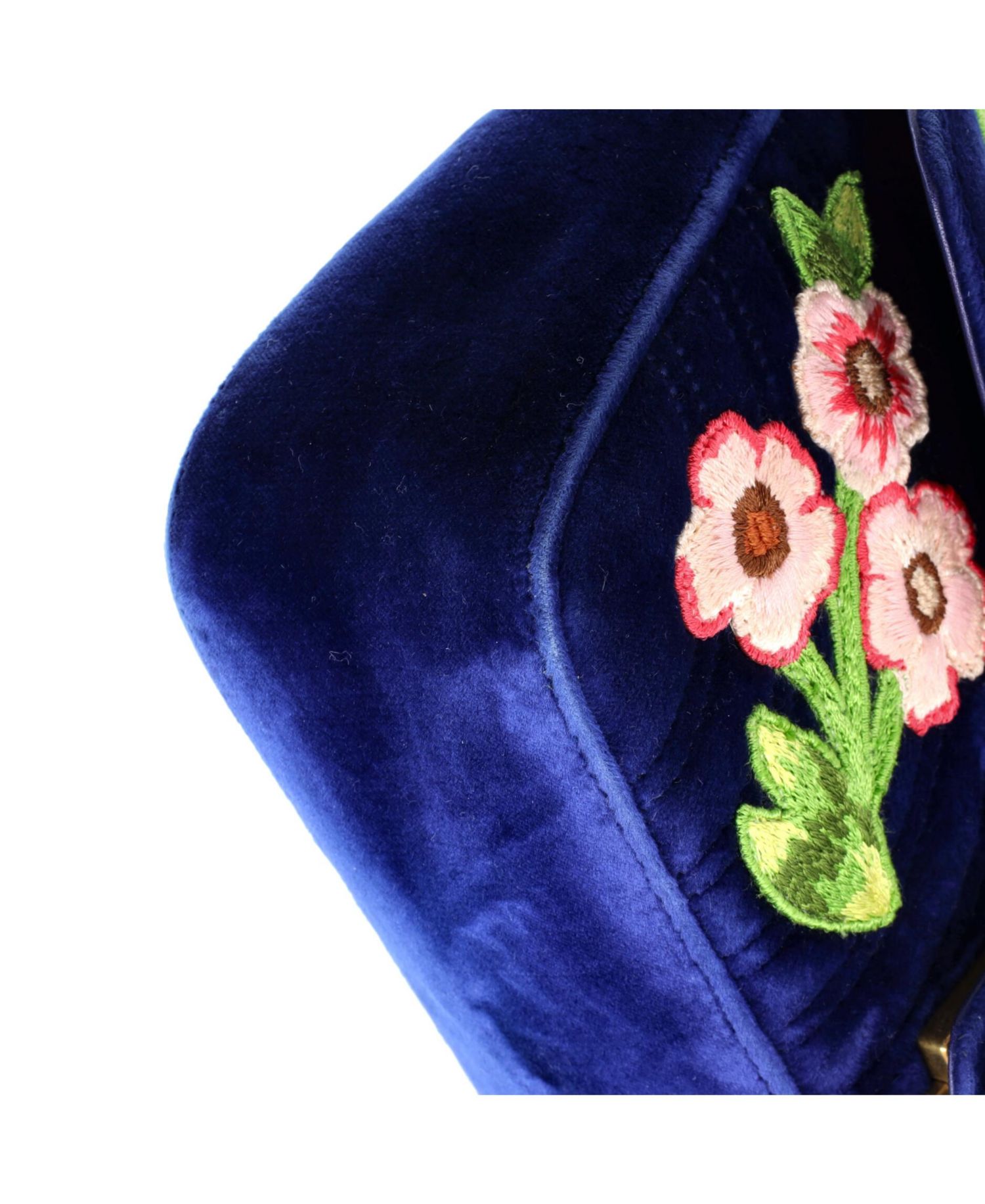 Small GG Marmont Flap Bag Embroidered Matelasse Velvet
