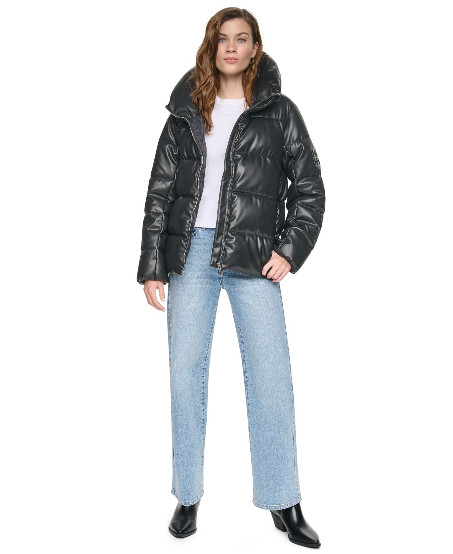 Women's Insulated Puffer Faux Leather Jacket