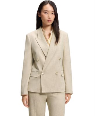 BOSS by Women's Jaleto9 Double-Breasted Textured-Slub Blazer
