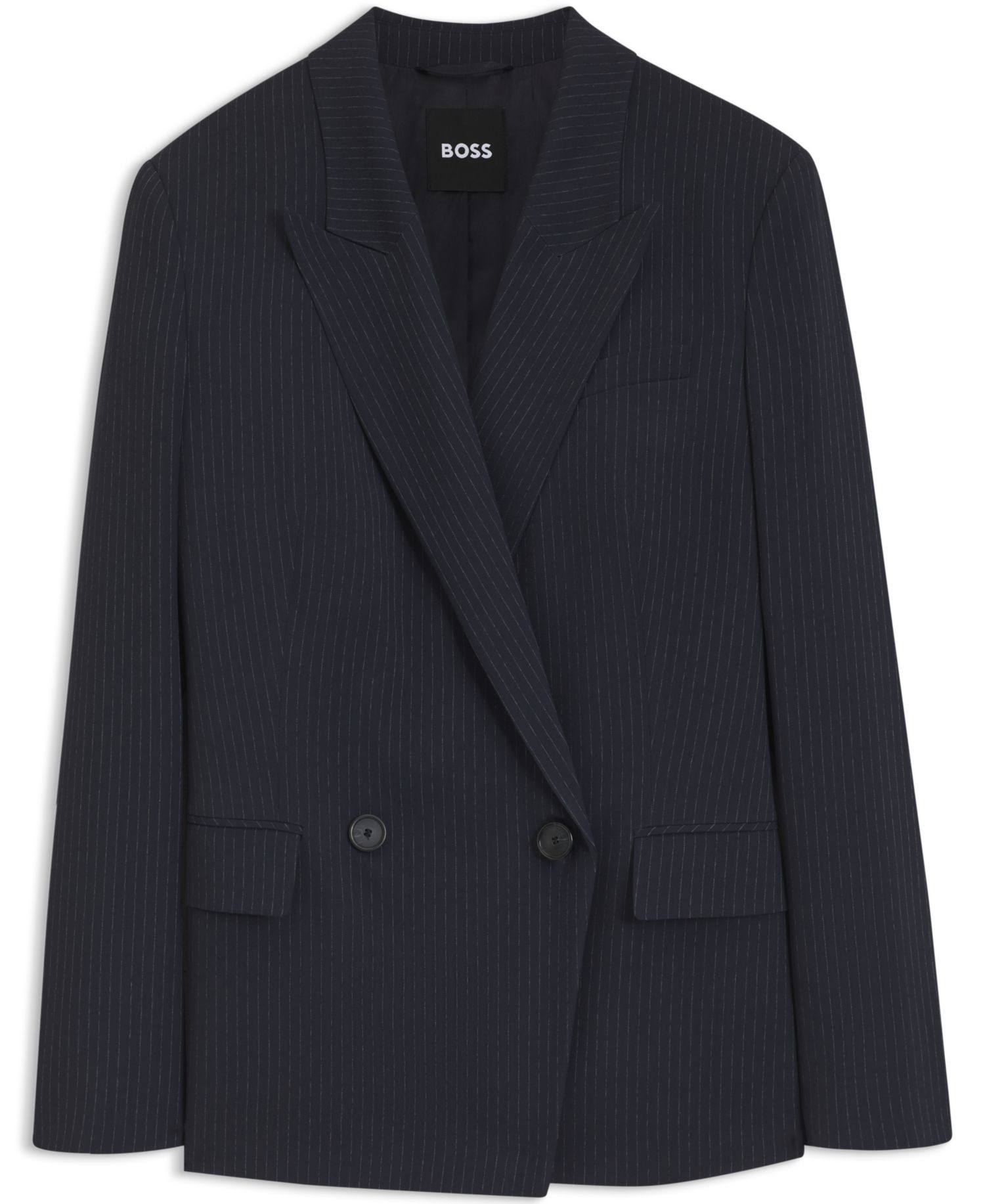 Women's Jaleto12 Double-Breasted Pinstripe Stretch Crepe Blazer