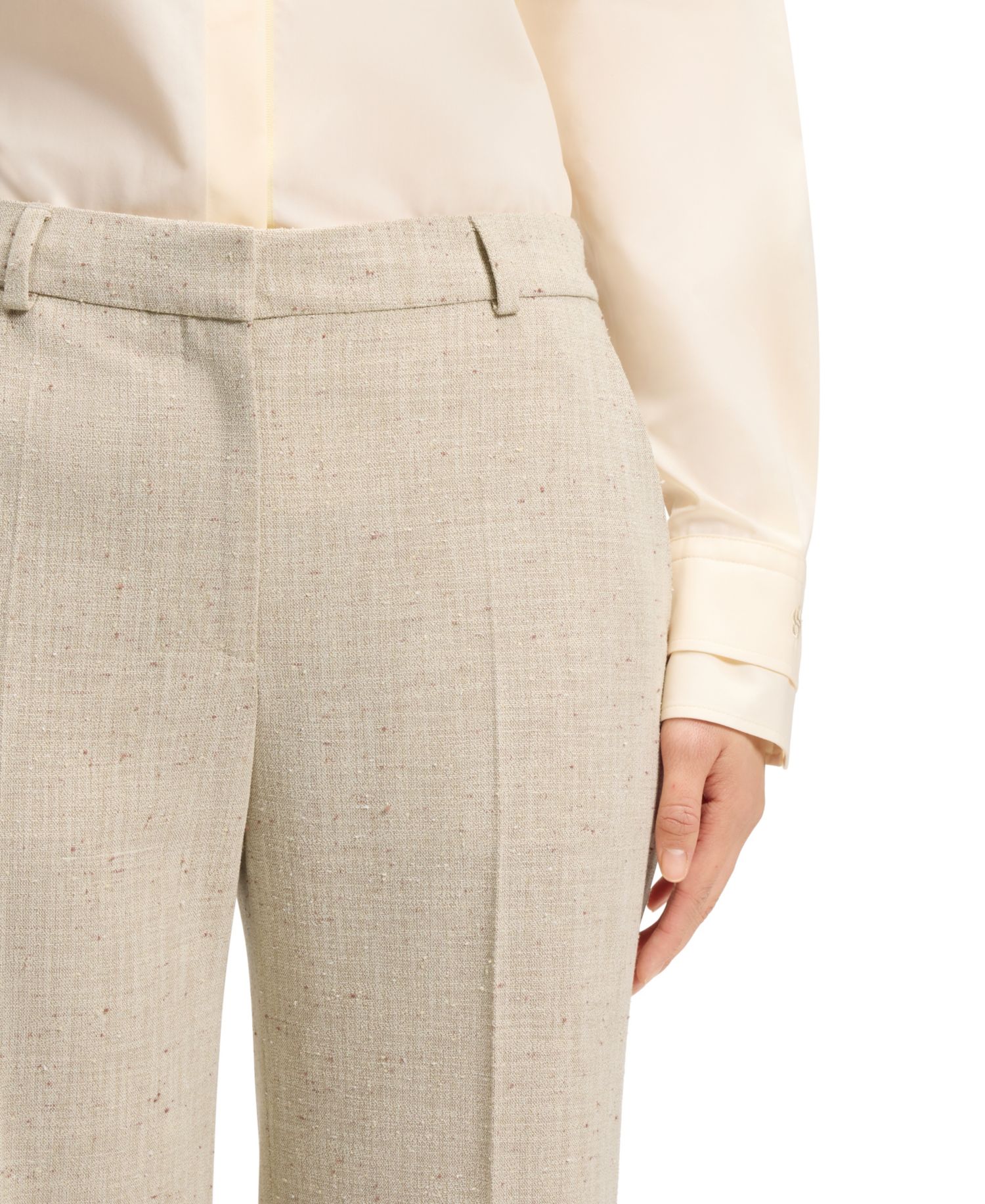 BOSS by Women's Talia-Crop Slub-Weave Cropped Flared-Fit Pants