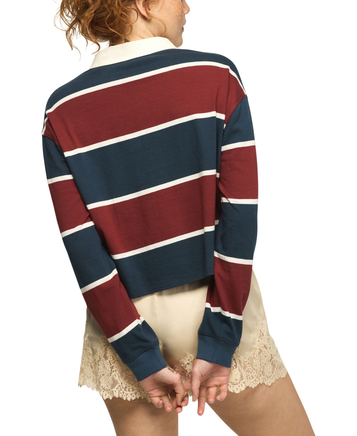 Women's Long-Sleeve Striped Polo Shirt