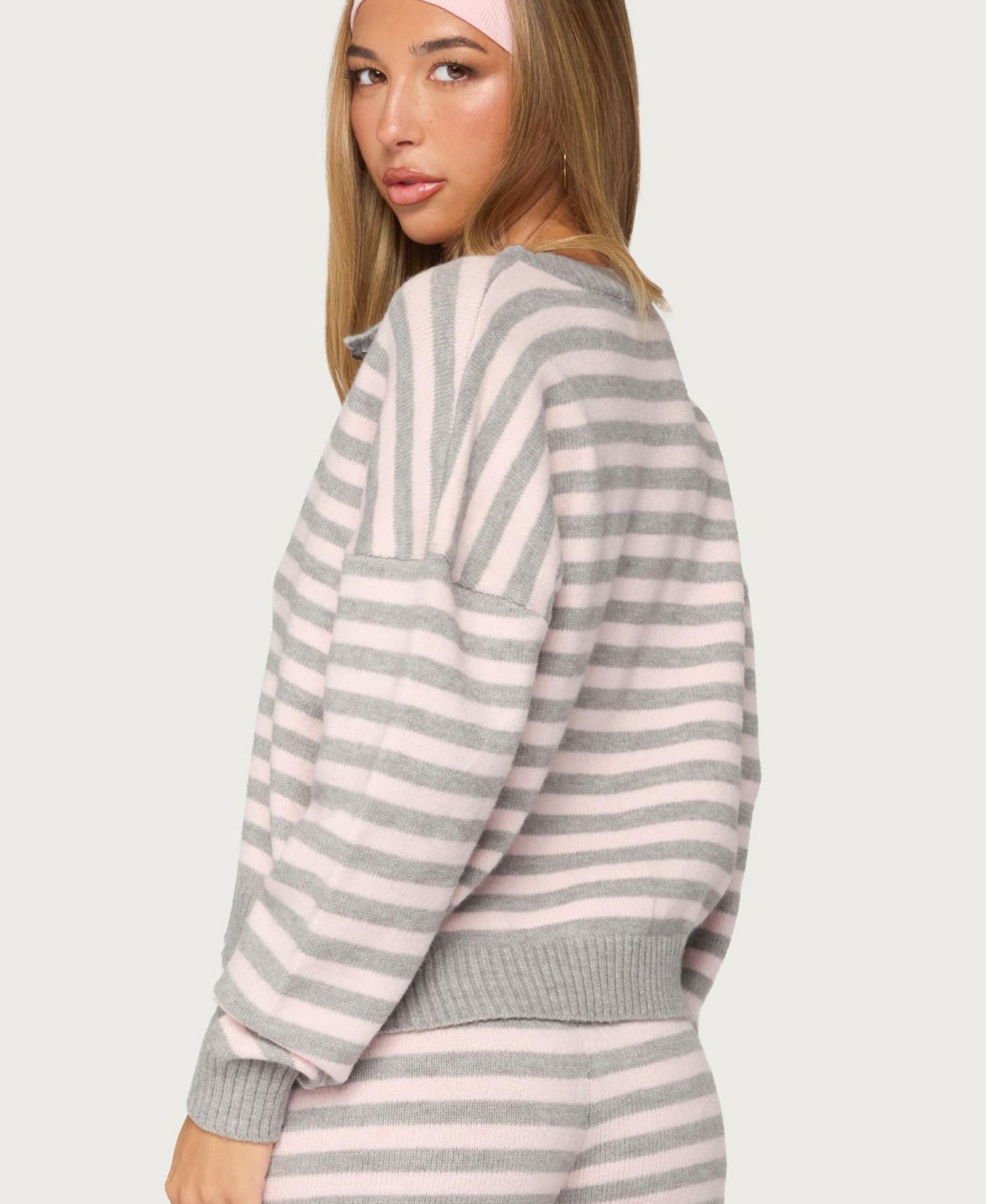 Women's Abra Striped Crewneck Crop Cardigan