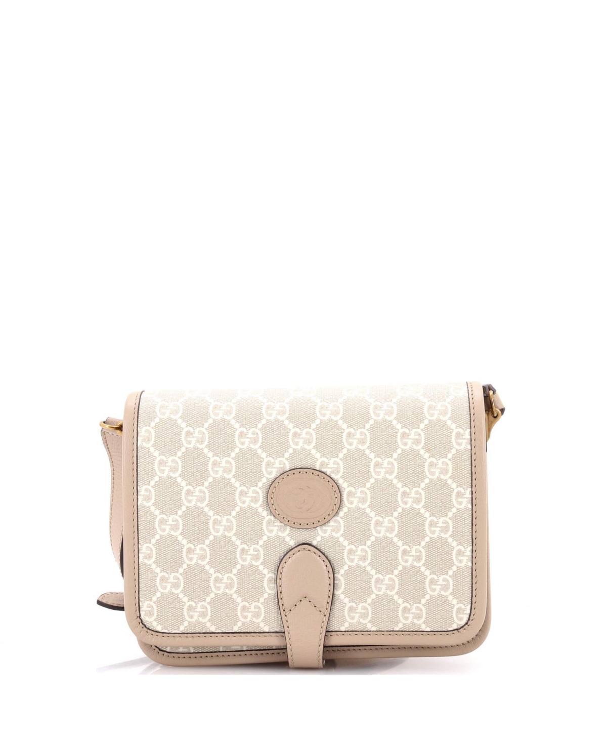 Pre-Owned Gucci Mini Interlocking G Patch Messenger Bag Gg Coated Canvas - Natural