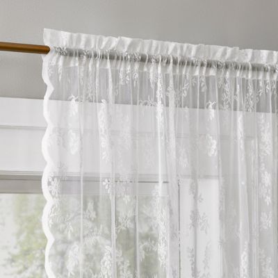 Lillemor Vintage Floral Lace Sheer Rod Pocket Curtain Panel Pair