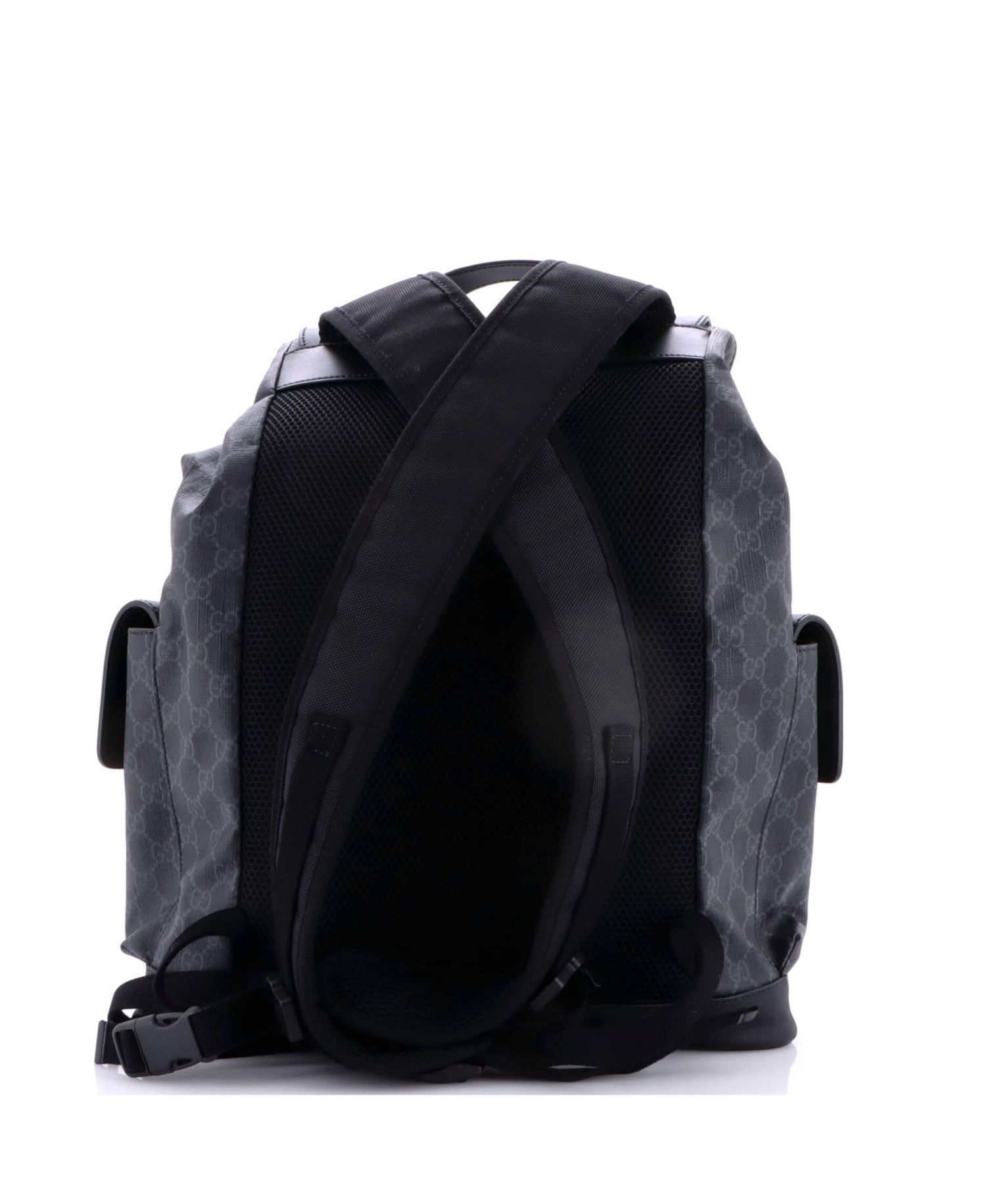 Large Double Pocket Buckle Backpack GG Coated Canvas