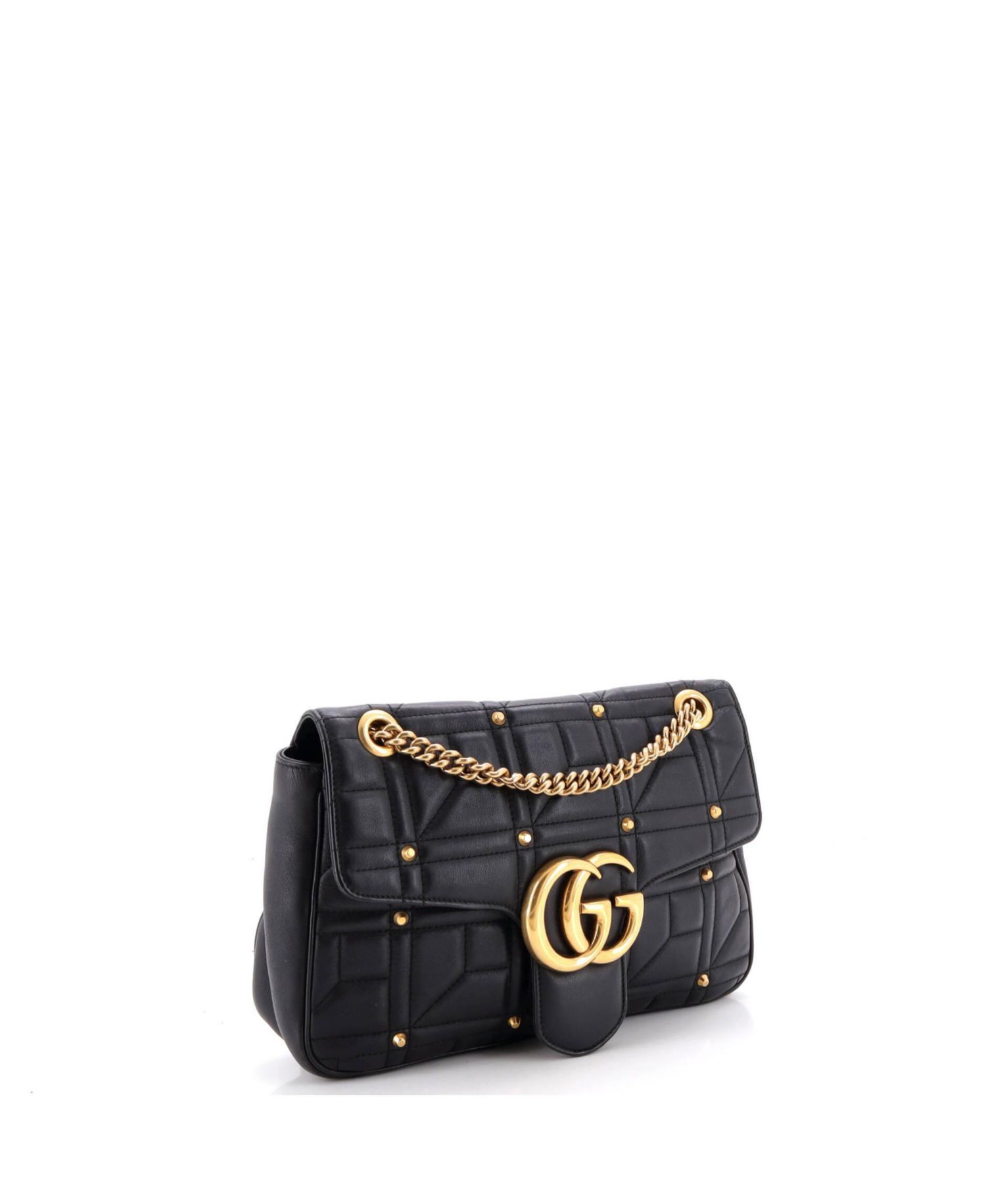Medium GG Marmont Flap Bag Studded Matelasse Leather