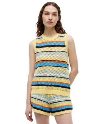 Women's Cotton Crochet Sleeveless Sweater