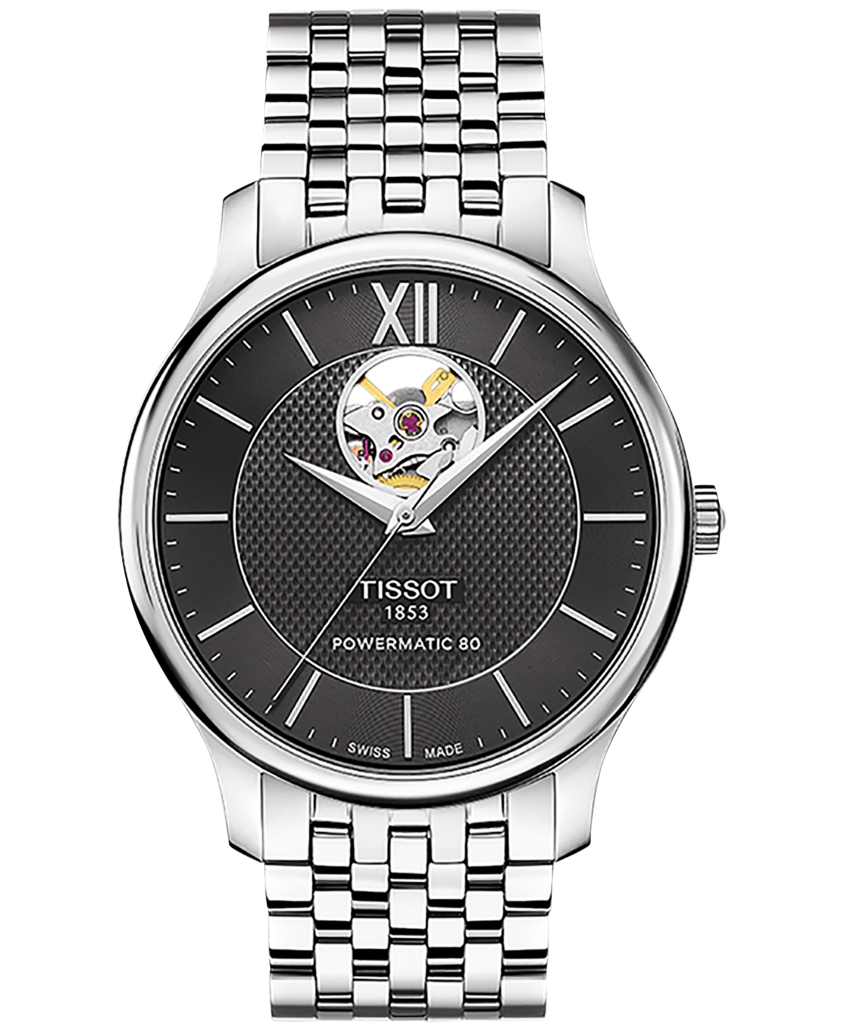 Tissot Men's Swiss Automatic Tradition Stainless Steel Bracelet Watch 40mm In Silver