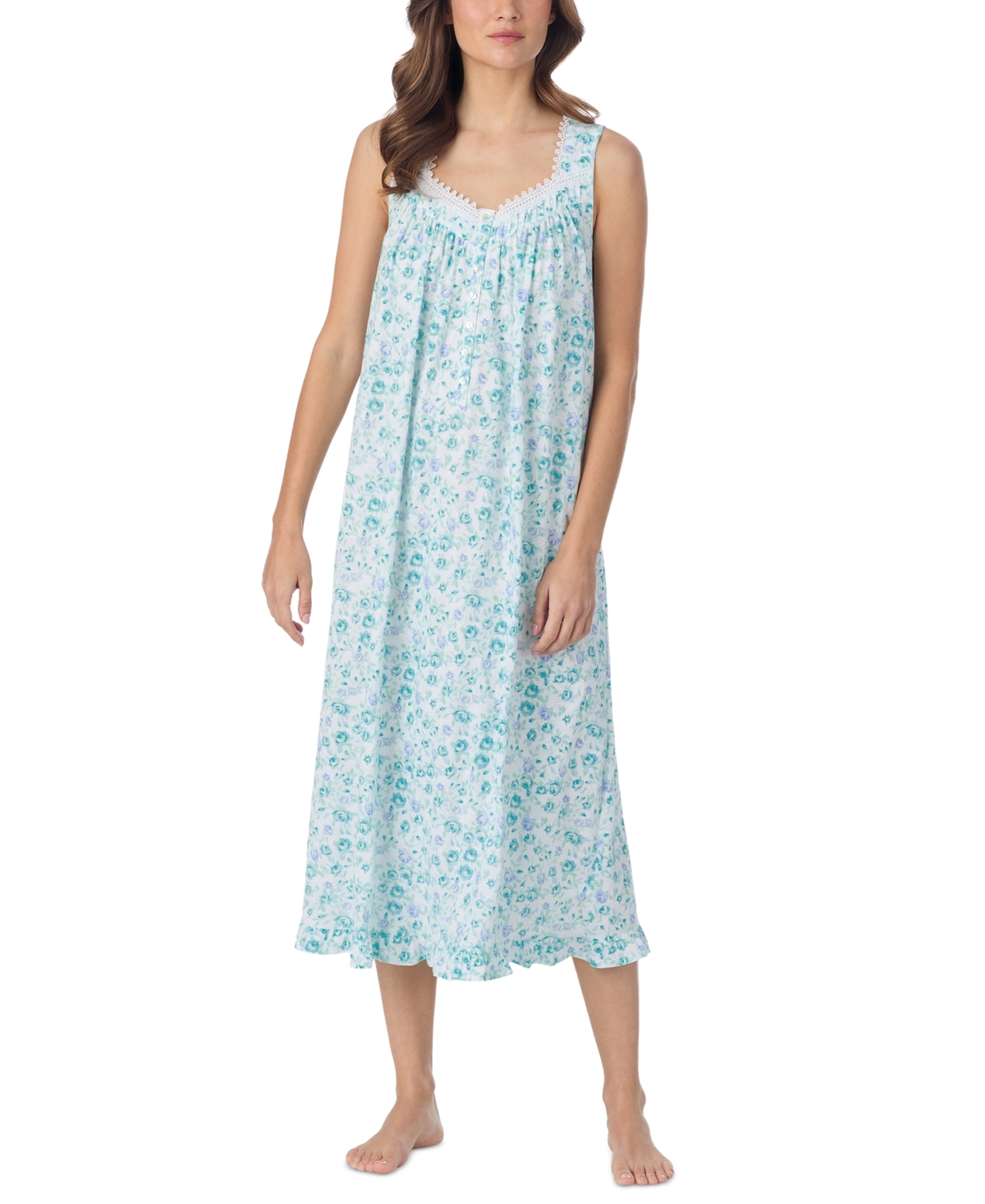 Eileen West Women's Sleeveless Cotton Jersey Knit Long Nightgown