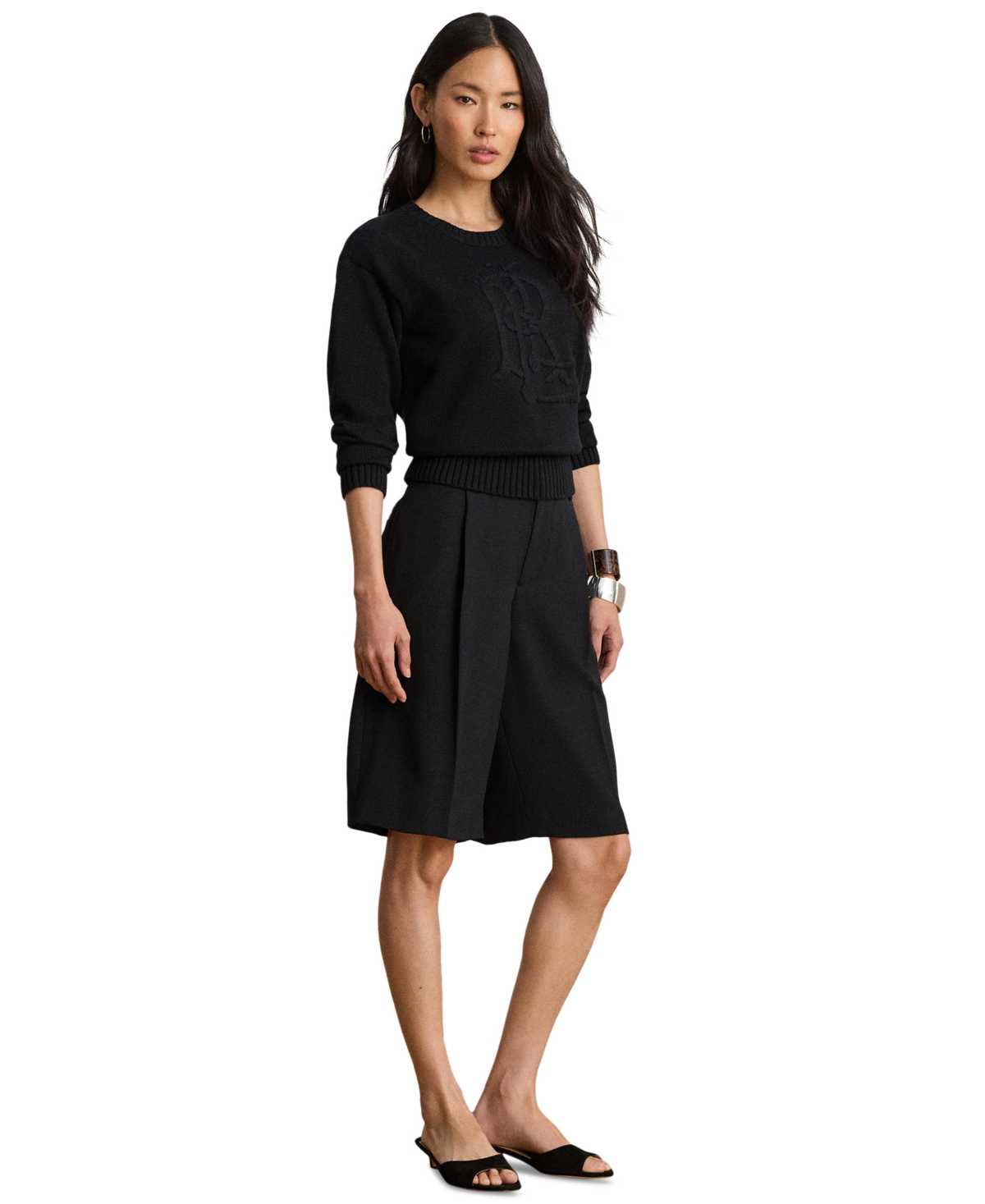 Lauren Ralph Women's High-Rise Double-Faced Bermuda Shorts
