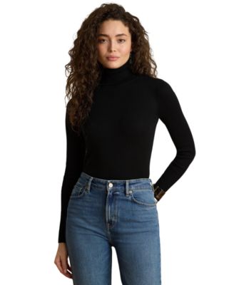 Women's Ribbed Slim-Fit Cotton-Blend Turtleneck Sweater
