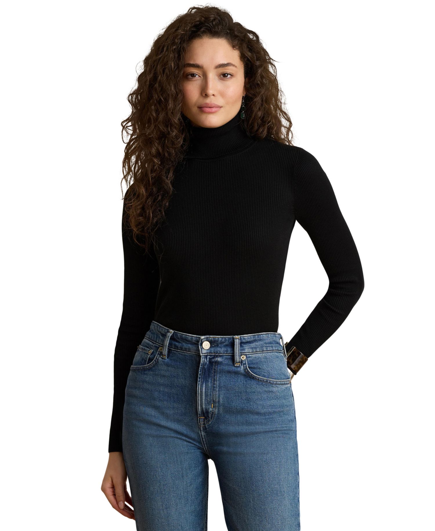 Petite Ribbed Slim-Fit Cotton-Blend Turtleneck Sweater